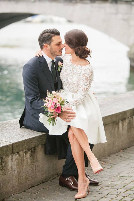vestido floral casamento civil
